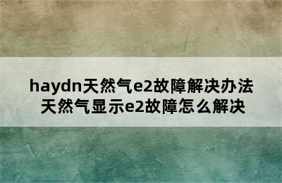 haydn天然气e2故障解决办法 天然气显示e2故障怎么解决